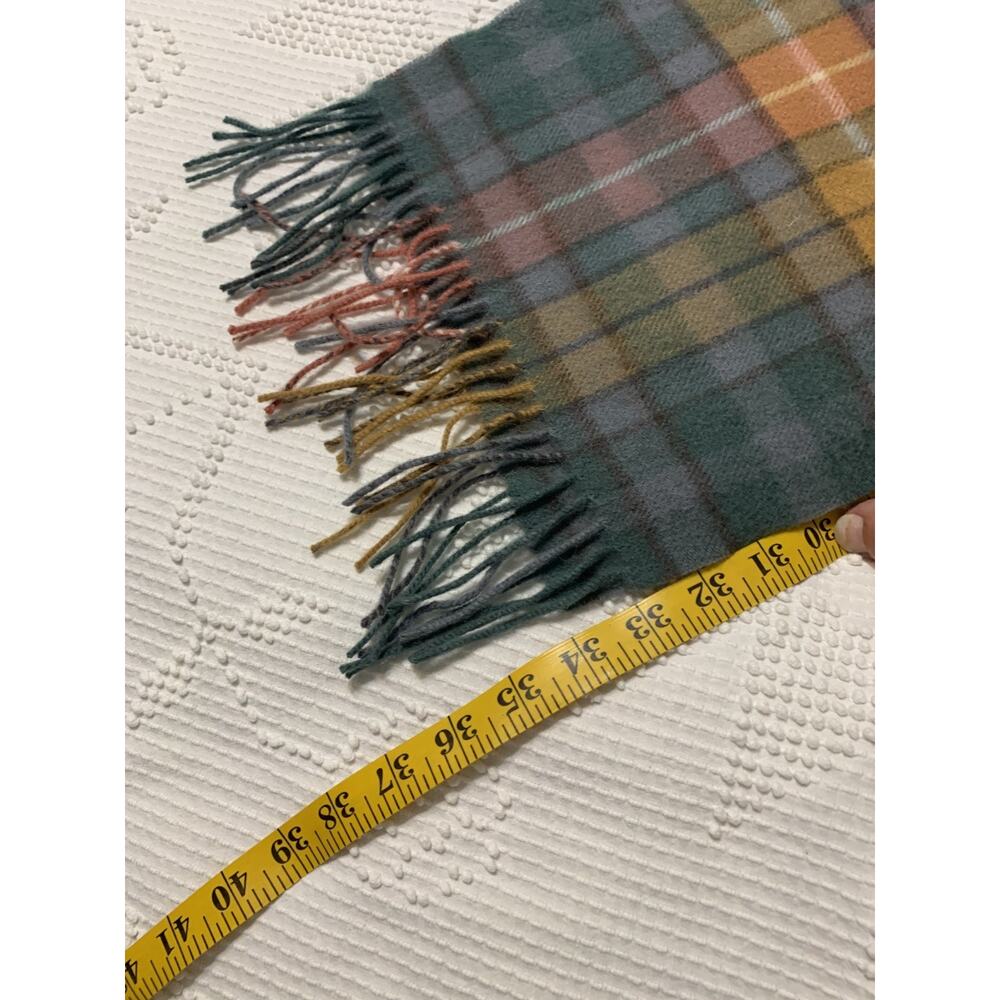 House of Hogarth Multicolor Plaid 100% lambswool Fringed Scarf Old Money Preppy - Picture 2 of 6